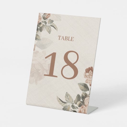 Signe De Table Boho Rustique Terracotta Floral Mariage | (Recto)