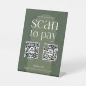 Signe De Table Boho Sage Green Scan moderne pour payer 2 codes QR (Recto)