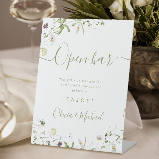Signe De Table Boho script Fleur sauvage Mariage rustique Open Ba