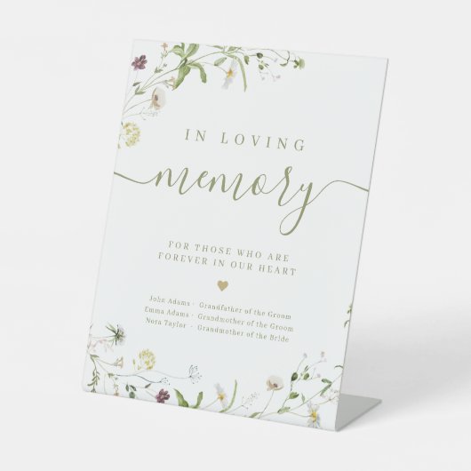 Signe De Table Boho script Fleur sauvage rustique dans la mémoire (Recto)