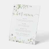 Signe De Table Boho Script Fleur sauvage rustique Menu Bar (Recto)