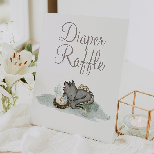 Signe De Table Boho Storybook Dragon Baby shower Déchets Raffle
