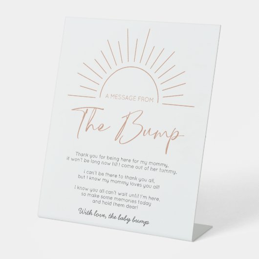 Signe De Table Boho Sun Baby shower Un Message Du Bump (Recto)