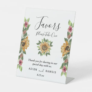 Signe De Table Boho Sunflower Rustique Fleur sauvage mariage Fave