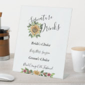 Signe De Table Boho Sunflower Rustique Mariage Signature Boissons (In SItu)