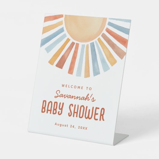 Signe De Table Boho Sunshine Neutral Baby shower Bienvenue (Recto)