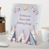 Signe De Table Boho Teepee Girl Sleepover Parti de bois d'oeuvre (In SItu)