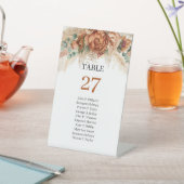 Signe De Table Boho Terracotta et fleurs bordeaux nom d'hôte (In SItu)