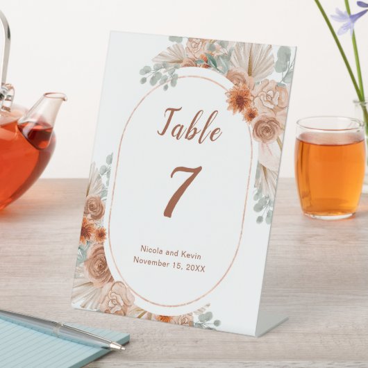 Signe De Table Boho Terracotta Pampas Herbe (In SItu)