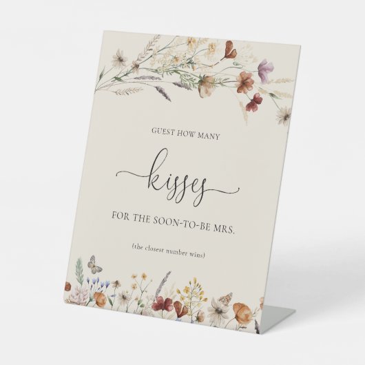 Signe De Table Boho Tiny Fleur sauvage Invité Combien de baisers  (Recto)