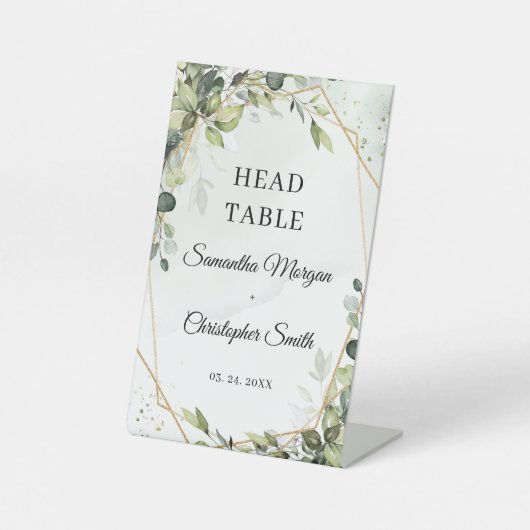 Signe De Table Boho verdure eucalyptus feuillage Table de tête (Recto)