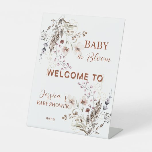 Signe De Table Boho Wildflower Baby Shower Welcome Sign (Recto)