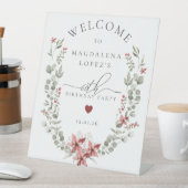 Signe De Table Boho Winter Greenery Red Floral 60e anniversaire (In SItu)