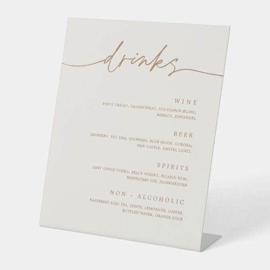 Signe De Table Boire Menu Mariage Réception Piédestal Bar Signal (Recto)