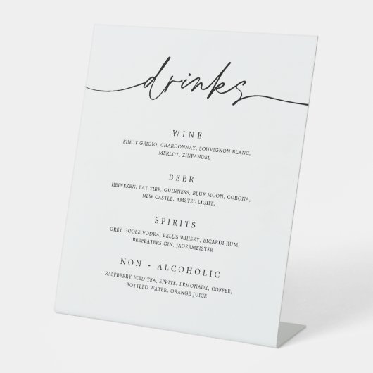 Signe De Table Boire Menu Mariage Réception Piédestal Bar Signal (Recto)