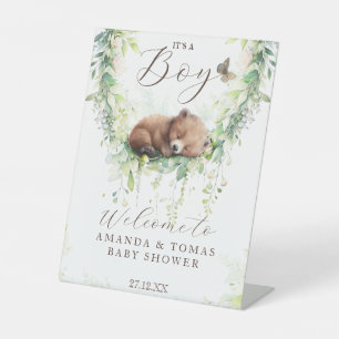 Signe De Table Bois Animaux Végétation Bébé Garçon Douche Bienven
