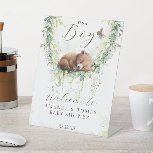 Signe De Table Bois Animaux Végétation Bébé Garçon Douche Bienven (In SItu)