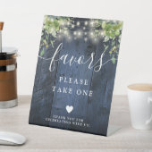 Signe De Table Bois Bleu Chaîne Lumières Verdure Boho Faveurs (In SItu)