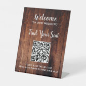 Signe De Table Bois de grange rustique QR code mariage siège (Recto)