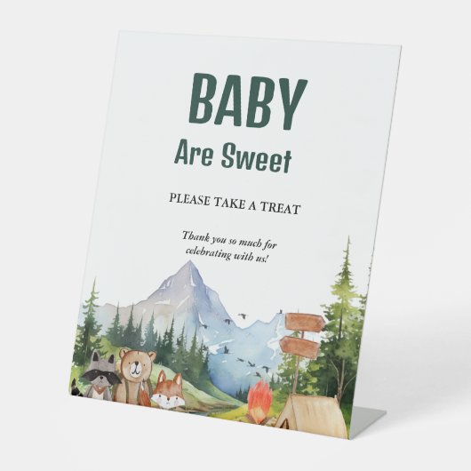 Signe De Table Bois rustique baby shower animal Favoriser le sign (Recto)