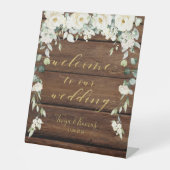 Signe De Table Bois rustique Blanc Floral Or fantaisie Calligraph (Recto)