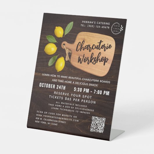 Signe De Table Bois rustique Découpe Citrus Cuisine Script (Recto)