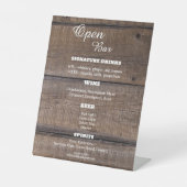Signe De Table Bois rustique Open Bar Signataire Mariage d'affair (Recto)