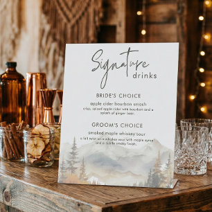 Signe De Table Boisson de signature de mariage de montagne de sty