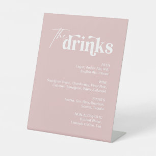 Signe De Table Boisson rose Dusty Menu Bar Mariage