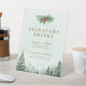 Signe De Table Boisson Signature de la Forêt de Pins à l'Aquarell (In SItu)