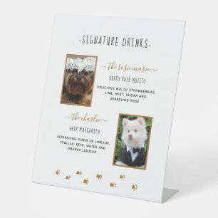 Signe De Table Boisson Signature Or Photo de mariage d'animal de