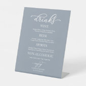 Signe De Table Boissons Bar Chic Script Dusty Blue Mariage Signal (Recto)