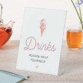 Signe De Table Boissons Bar Crème Glacée Rose Rétro (In SItu)