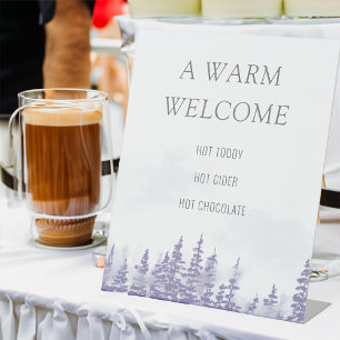 Signe De Table Boissons Chaudes de Bienvenue Mariage Lavande Forê