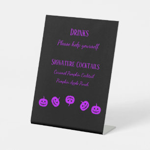 Signe De Table Boissons Citrouilles violettes de fête d'Halloween