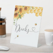 Signe De Table Boissons D'Abeille De Miel Et De Fleurs De Soleil (In SItu)