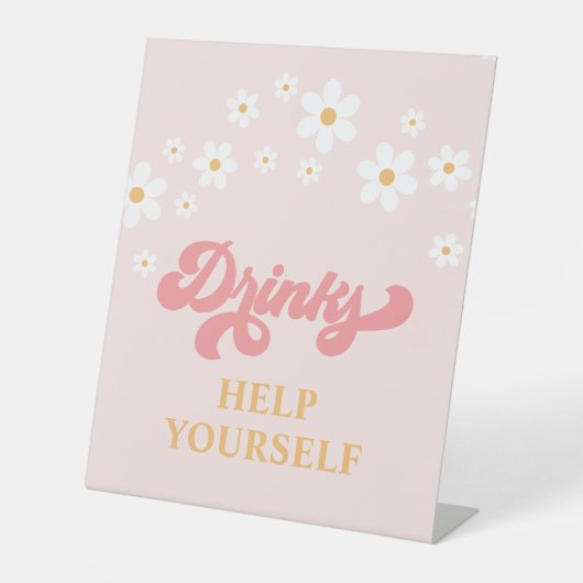 Signe De Table Boissons d'anniversaire Groovy Retro Daisy (Recto)