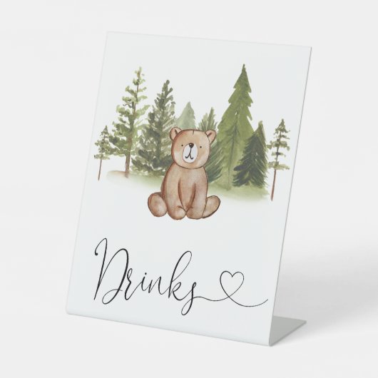 Signe De Table Boissons de Baby shower d'ours de bois (Recto)