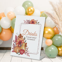 Signe De Table Boissons de Baby shower Floral citrouille Fall