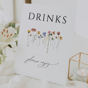 Signe De Table Boissons de Baby showers Fleurs sauvages colorés