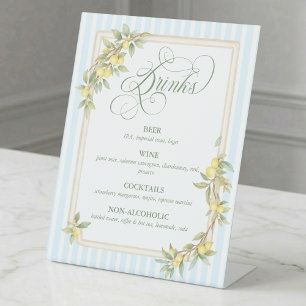 Signe De Table Boissons de mariage au citron de la côte méditerra