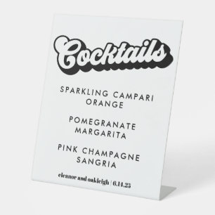 Signe De Table Boissons de mariage funky en noir et blanc gras