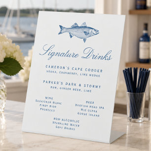 Signe De Table Boissons de mariage Signature Striped Bass et Bar