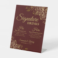 Boissons de signature Auburn Brown & Gold Mariage
