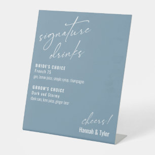 Signe De Table Boissons de signature contemporaines bleu poussiér