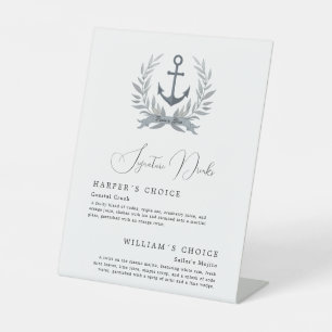 Signe De Table Boissons de signature d'ancre côtière menu mariage