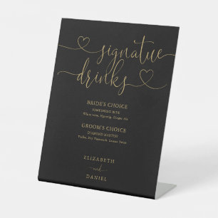 Signe De Table Boissons de signature de mariage à écriture cursiv