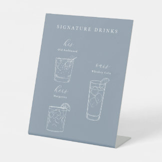 Signe De Table Boissons de signature de mariage minimaliste