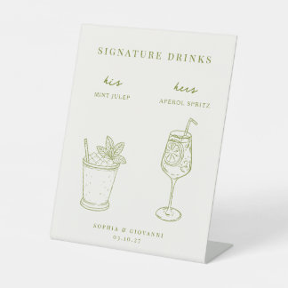 Signe De Table Boissons de signature de mariage minimaliste VERON