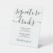 Signe De Table Boissons de signature de mariage script noir et bl (Recto)